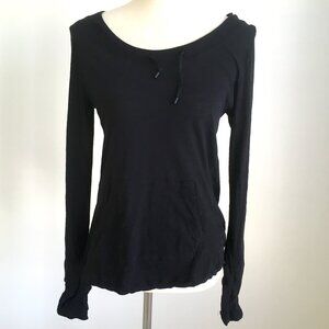 H&M Sport Black Gym Shirt Medium Scoop Neck Long Sleeve Workout Top